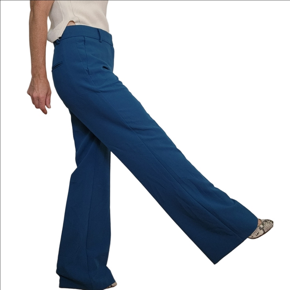 Dress pants Trouser Mid-rise Flared silhouette Teal color Pockets ANN TAYLOR NWT - Picture 6 of 16